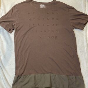 PRPS Goods & Co. light brown Japanese selvage short sleeve tee Sz 2 XL